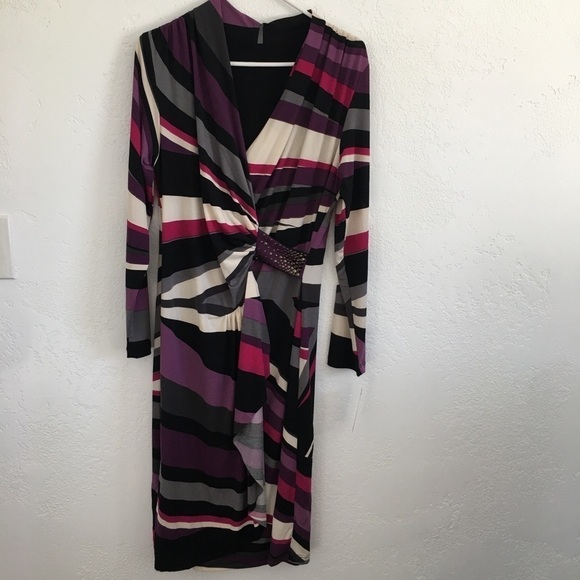 Sharon Max Multicolor long sleeve wrap dress Large - Picture 3 of 15